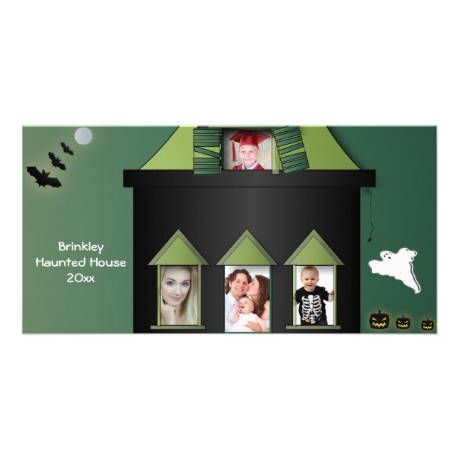 Halloween Haunted House Photo Card (Front)
