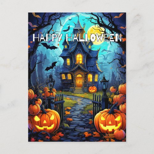 Halloween Haunted House Postcard