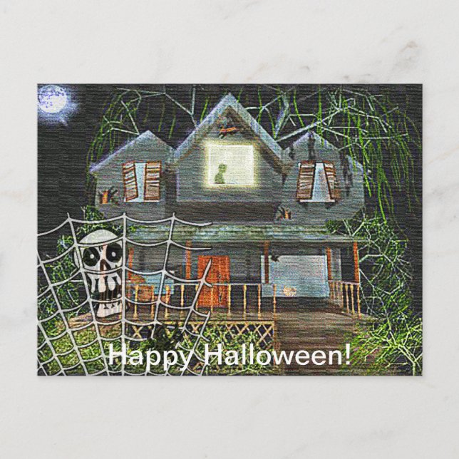 Halloween Haunted House Postcard (Front)