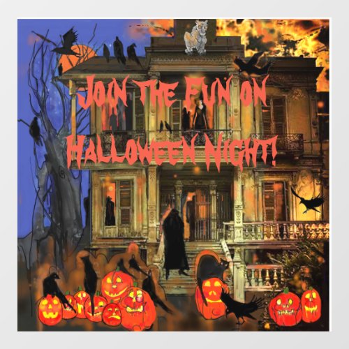 Halloween Haunted House Poster Window Cling