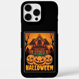 Halloween Haunted House Pumpkin Illustration iPhone 16 Pro Max Case
