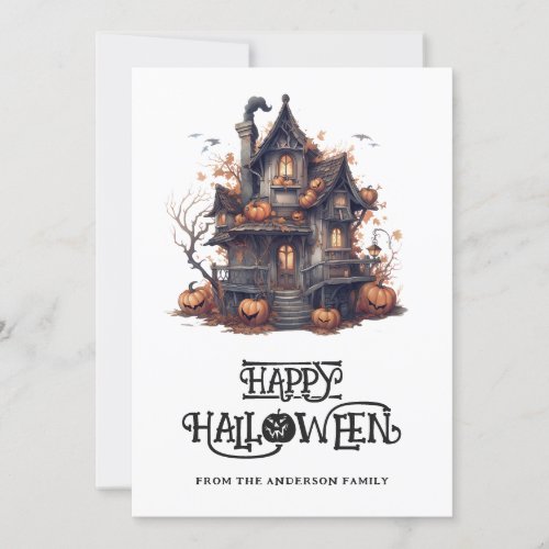 Halloween Haunted House Pumpkins Card