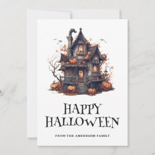 Halloween Haunted House Pumpkins Card