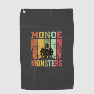 Halloween Haunted House Retro Monsters Golf Towel
