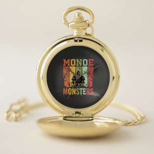 Halloween Haunted House Retro Monsters Pocket Watch