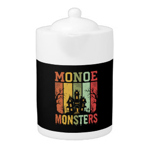 Halloween Haunted House Retro Monsters Teapot