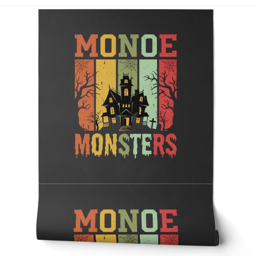 Halloween Haunted House Retro Monsters Wallpaper