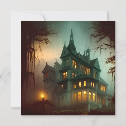 Halloween Haunted House Scary Holiday Card