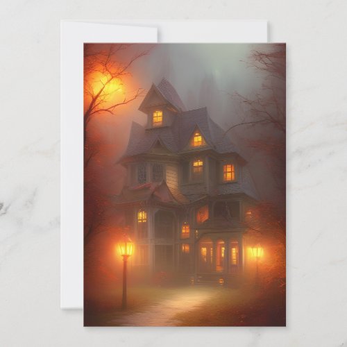 Halloween Haunted House Scary Holiday Card