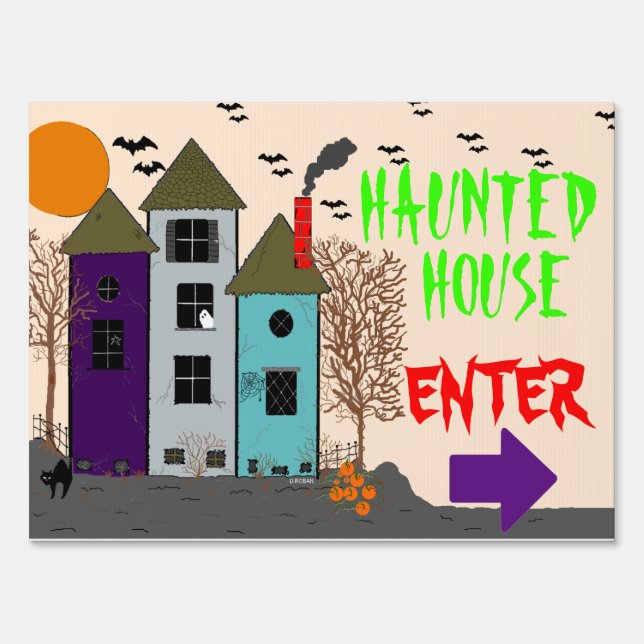 Halloween Haunted House Sign (Front)