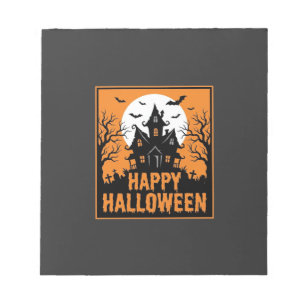 Halloween Haunted House Silhouette Vector Design_1 Notepad