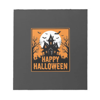 Halloween Haunted House Silhouette Vector Design_1 Notepad