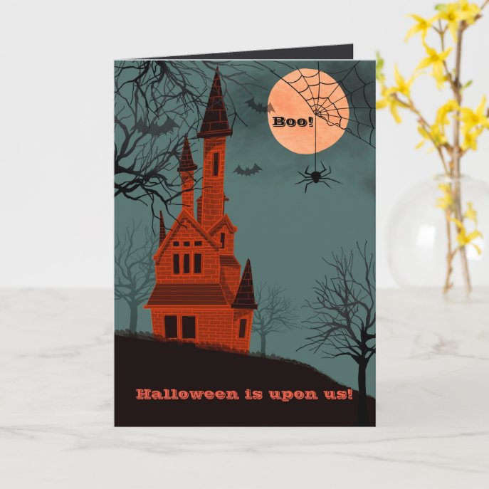 Halloween Haunted House Spooky Fun Folded Card