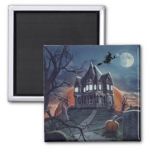 Halloween Haunted House Spooky Graveyard Fridge Magnet