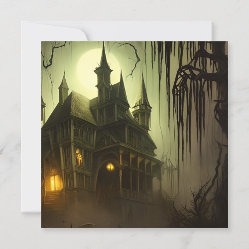Halloween Haunted House Spooky Holiday Card
