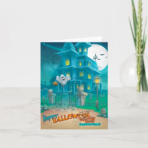 Halloween Haunted House Spooky Party Note Cards