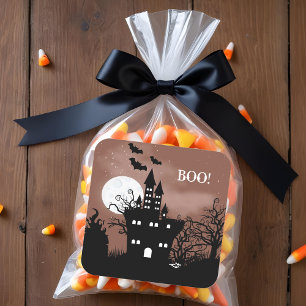 Halloween Haunted House Square Sticker