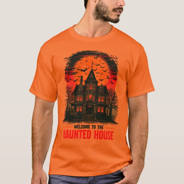Halloween Haunted House T-Shirt Spooky Vintage  (Front)