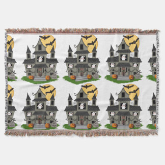 Halloween Haunted House Throw Blanket