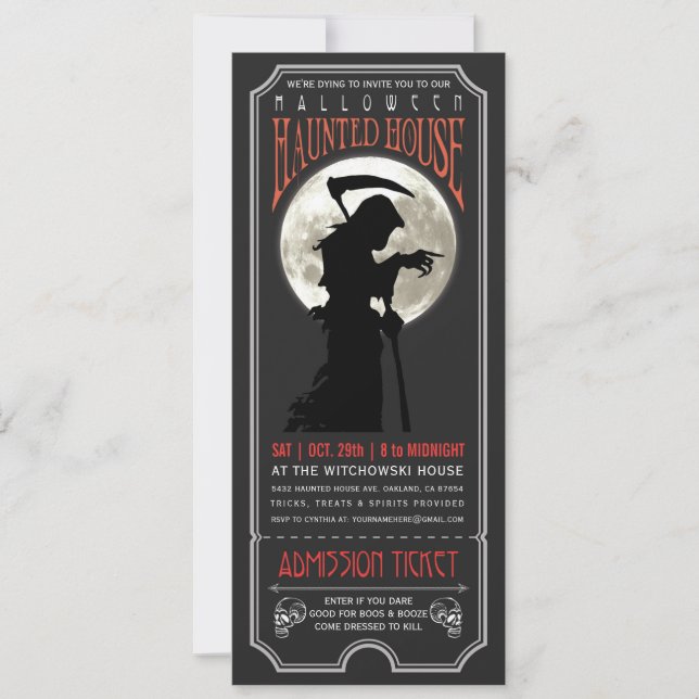 Halloween Haunted House Ticket Invitation (Front)