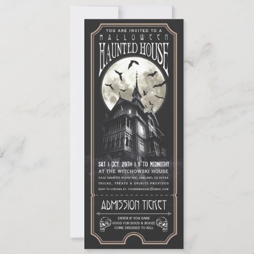 Halloween Haunted House Ticket Invitation