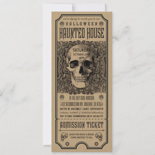 Halloween Haunted House Ticket Invitations Kraft | Zazzle