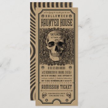 Halloween Haunted House Ticket Invitations Kraft by Anything_Goes at Zazzle