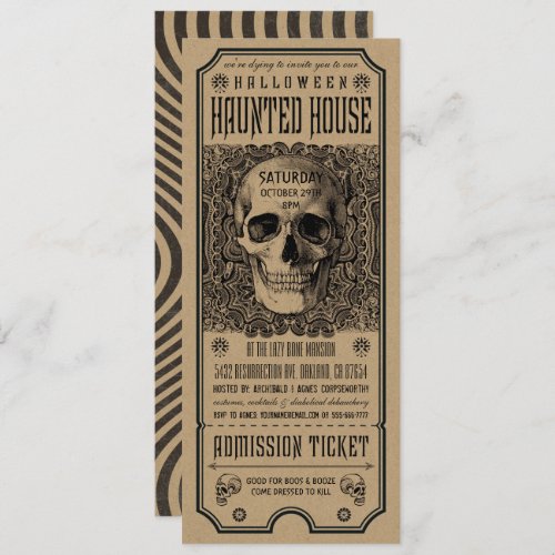 Halloween Haunted House Ticket Invitations Kraft