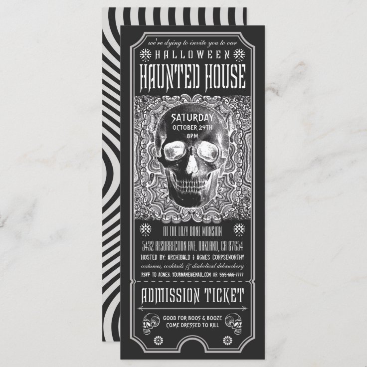 Halloween Haunted House Ticket Invitations v.3 Zazzle