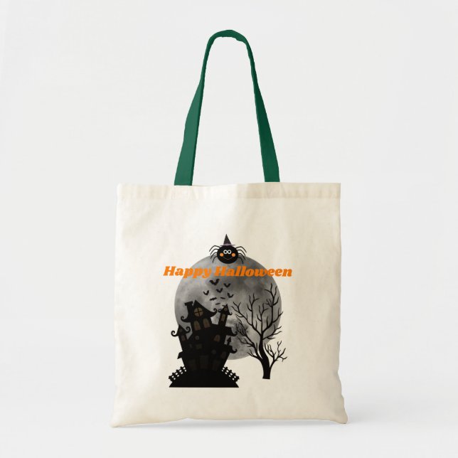 Halloween Haunted House Tote Bag (Front)
