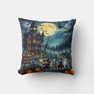 Halloween Haunted House Trick or TreatThrow Pillow