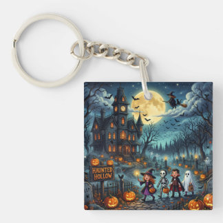 Halloween Haunted House Trick or TreatThrow Pillow Keychain