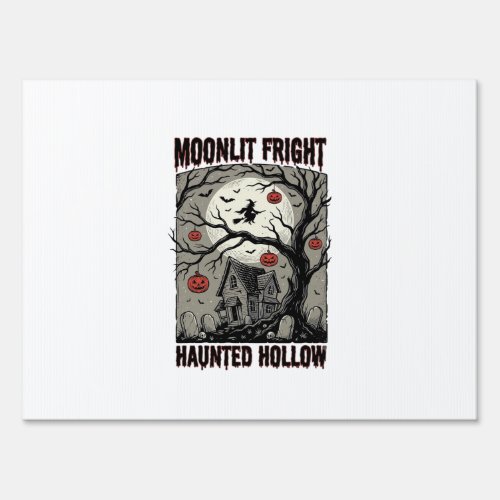 Halloween Haunted House Vintage Engraving Moon Shi Sign