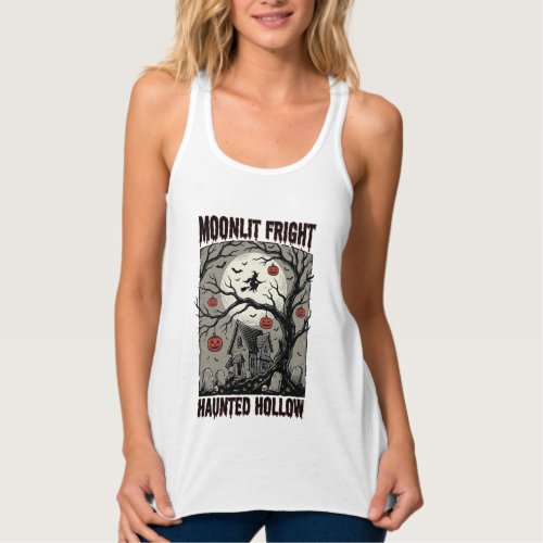 Halloween Haunted House Vintage Engraving Moon Shi Tank Top