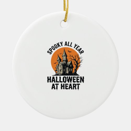 Halloween Haunted House Vintage Engraving Shirt Ar Ceramic Ornament