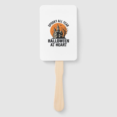 Halloween Haunted House Vintage Engraving Shirt Ar Hand Fan