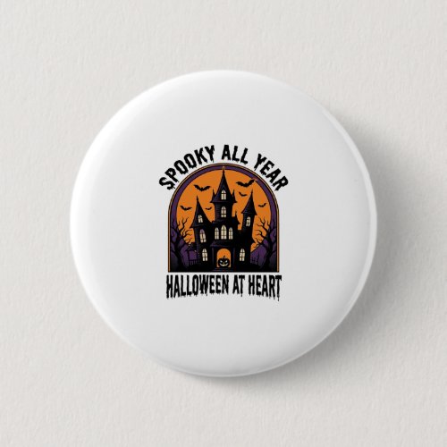 Halloween Haunted House Vintage Engraving Spooky A Button