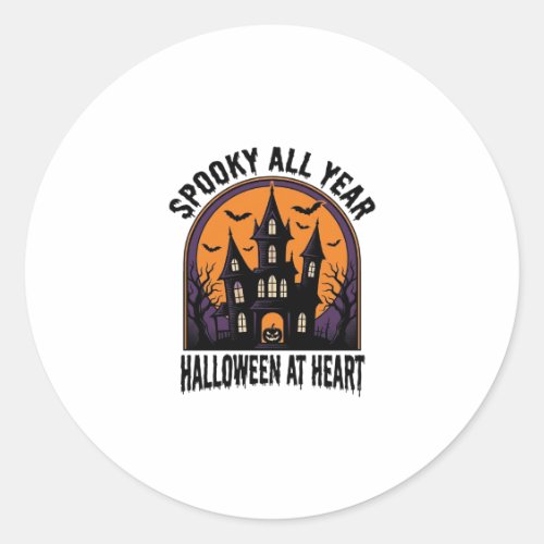 Halloween Haunted House Vintage Engraving Spooky A Classic Round Sticker