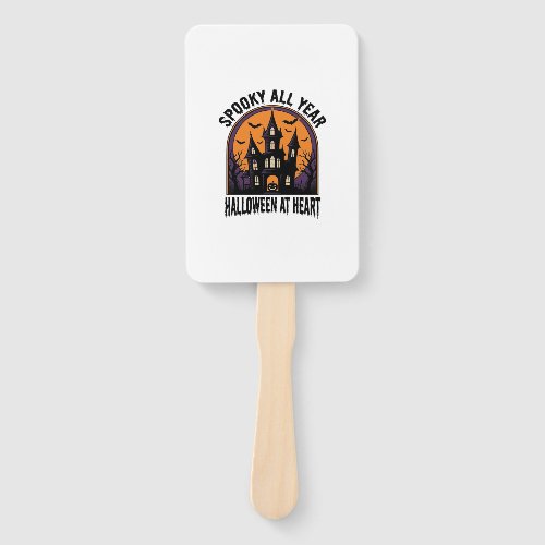 Halloween Haunted House Vintage Engraving Spooky A Hand Fan