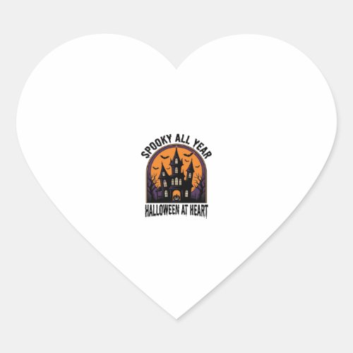 Halloween Haunted House Vintage Engraving Spooky A Heart Sticker