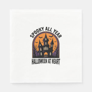 Halloween Haunted House Vintage Engraving Spooky A Napkins