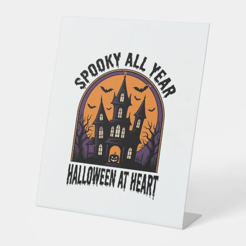 Halloween Haunted House Vintage Engraving Spooky A Pedestal Sign