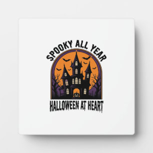 Halloween Haunted House Vintage Engraving Spooky A Plaque