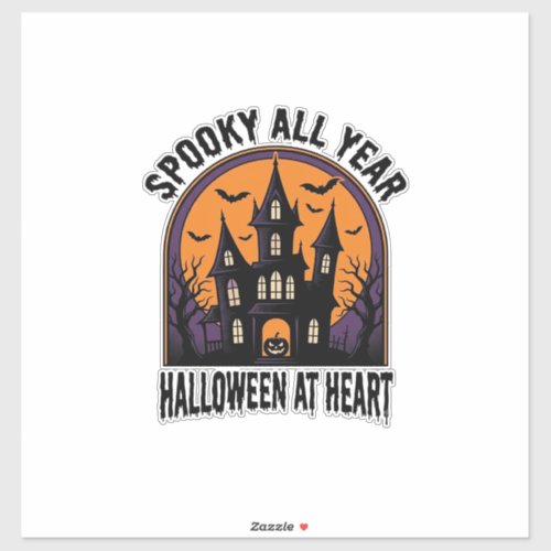 Halloween Haunted House Vintage Engraving Spooky A Sticker