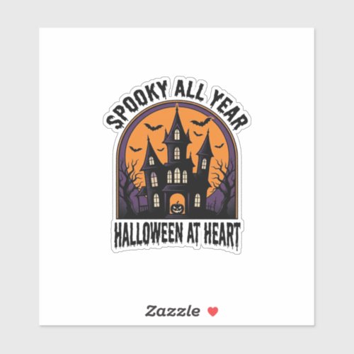 Halloween Haunted House Vintage Engraving Spooky A Sticker