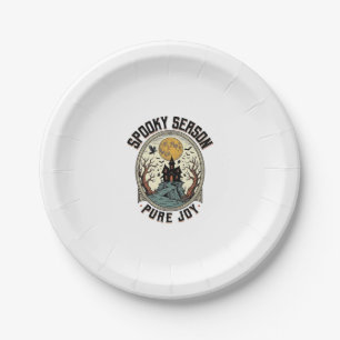 Halloween Haunted House Vintage Engraving Spooky J Paper Plates