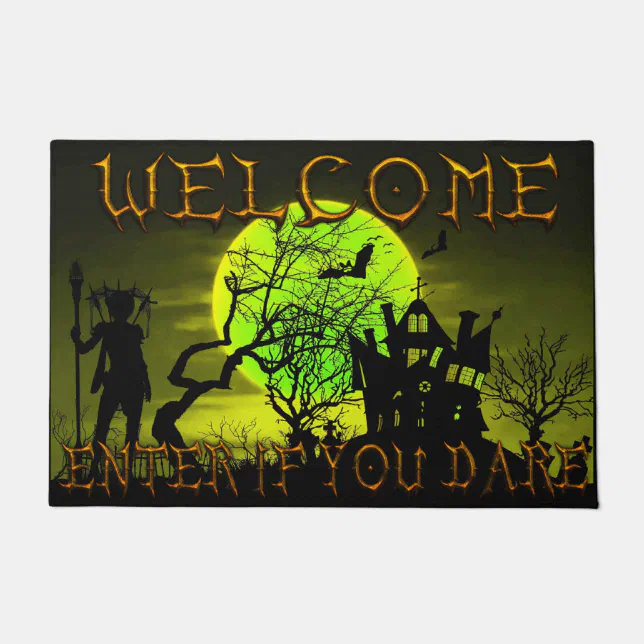 Evergreen Flag Come In If You Dare Halloween Doormat
