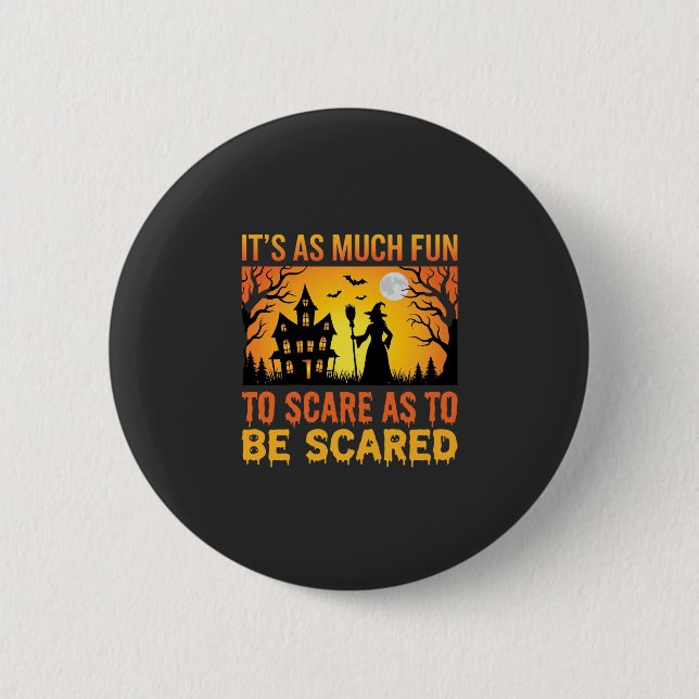 Halloween Haunted House Witch Scare Quote Button (Front)