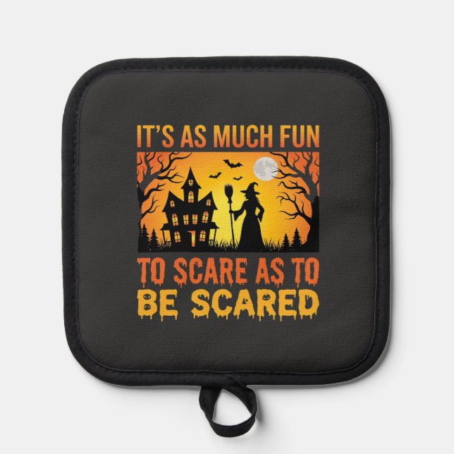 Halloween Haunted House Witch Scare Quote Pot Holder (Front)