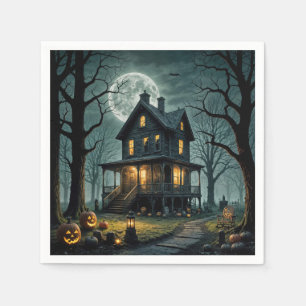 Halloween Haunted House With Jack-o-lanterns Napkins